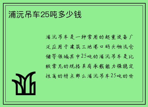浦沅吊车25吨多少钱